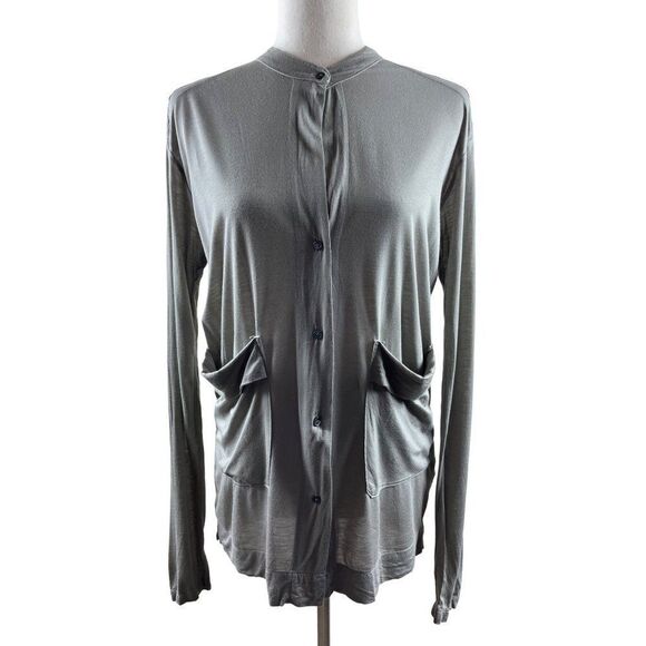 Standard James Perse Tissue Button Up Front Pockets Cardigan Gray Womens 0 XS - Picture 1 of 10